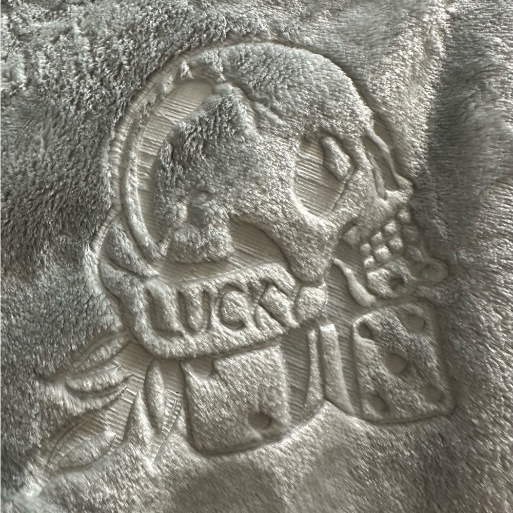 Ed Hardy Gray Plush Blanket with Skull Design - Picture 3 of 4